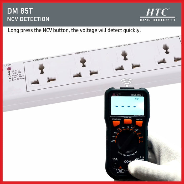 HTC Multimeter HTC DM-85T 3⅚ Digit 5999 Count True RMS 600μA-10A Digit Multimeter