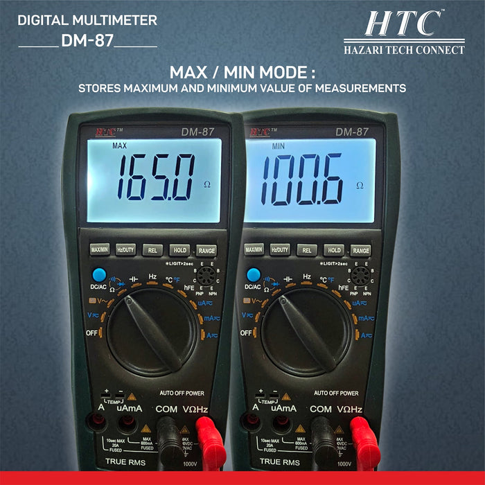 HTC Multimeter HTC DM–87 3-6/7 Digit 5999 Count 600μA-20A True RMS AC/DC Digital Multimeter