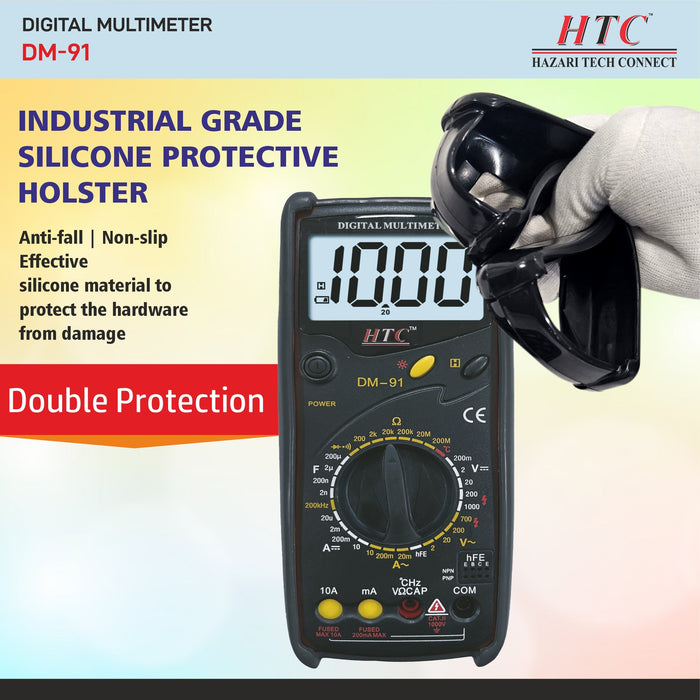 HTC Multimeter HTC DM–91 3½ Digit 1999 Count 20µA-10A True RMS AC/DC Digital Multimeter