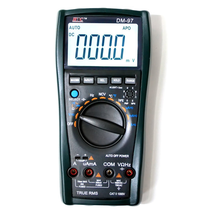 HTC Multimeter HTC DM–97 3¾ Digit 3999 Count 400μA-20A True RMS AC/DC Digital Multimeter