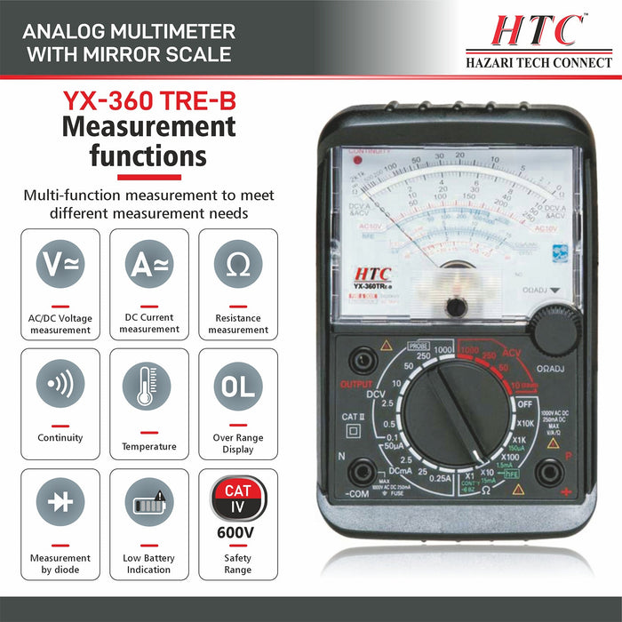 HTC Multimeter HTC YX-360 TRE-B 50μA-10A Analog Multimeter