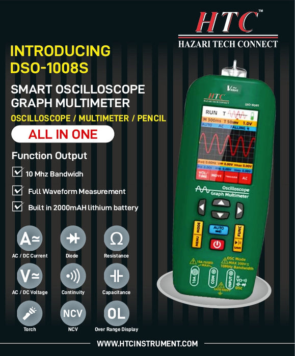 HTC Oscilloscope HTC DSO-1008S 3 IN 1 Smart Oscilloscope Graph Multimeter