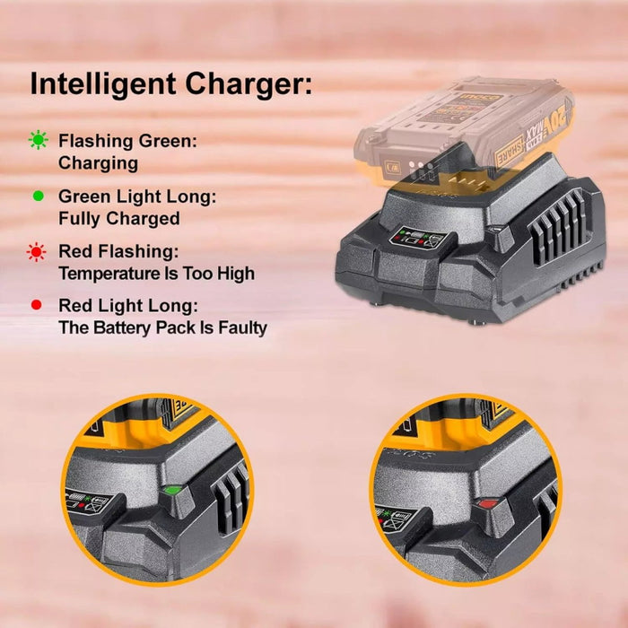 Ingco Cordless Tool Battery Chargers Ingco 20 V 50W Fast Intelligent Charger FCLI2001