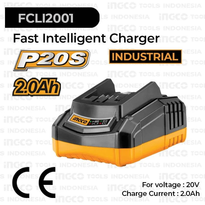 Ingco Cordless Tool Battery Chargers Ingco 20 V 50W Fast Intelligent Charger FCLI2001