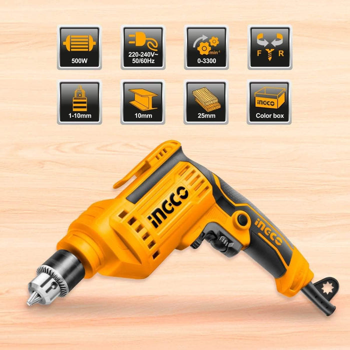 Ingco Impact Drill INGCO 10 mm 500W Variable Speed Impact Drill ED50028