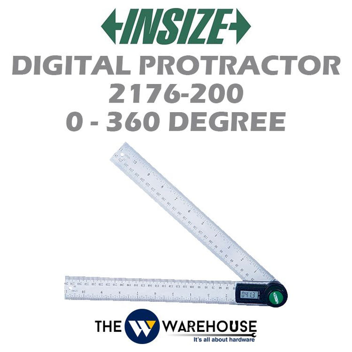 Insize 0-360° 200MM Digital Protractor 2176-200 Resolution 0.1°