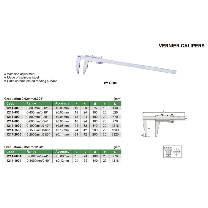 Insize Vernier Caliper Insize 0-1000mm Vernier Caliper (Long Range) 1214-1000