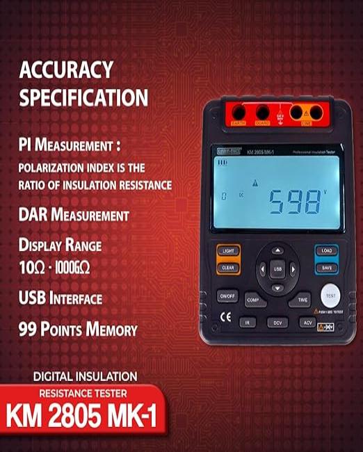 Kusam-Meco Cable Tester Kusam Meco (5KV, 1TΩ) 2805 MK-1 Digital Insulation Resistance Tester