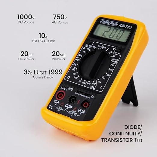 Kusam-Meco Multimeter Kusam Meco 3½ DIGIT 2000 Counts Digital Multimeter, 702 (9 Functions 34 Ranges)