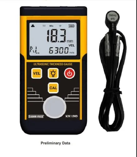 Kusam-Meco Thickness meter Kusam Meco 1.0 ~ 220 mm (steel) KM 130D 4 Digit LCD display Digital Ultrasonic Thickness Meter