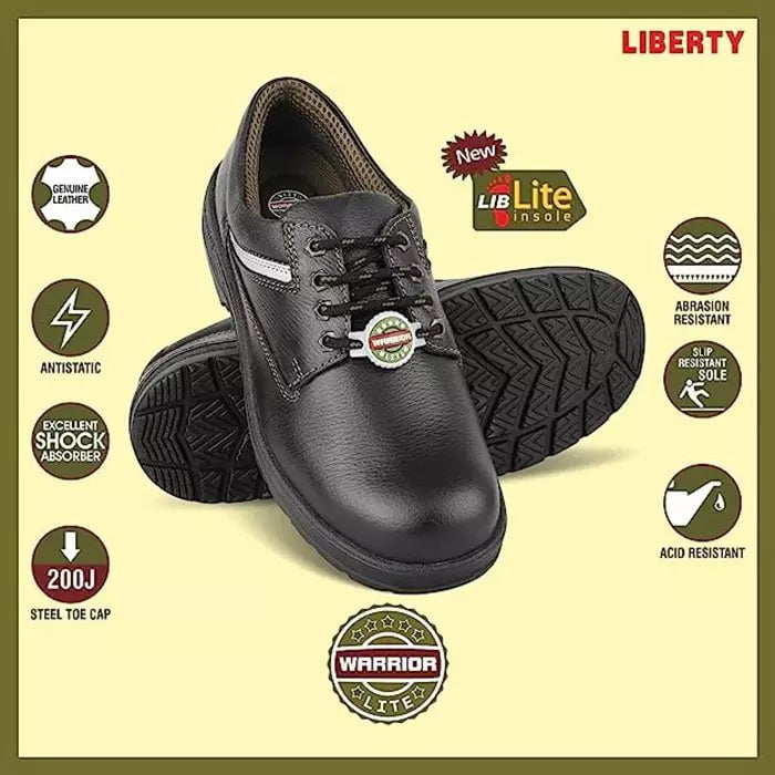 Liberty Warrior Safety Shoes Liberty Warrior WARRIOR-LITE-OLV Steel Toe Low Ankle Black & Olive Leather Safety Shoe