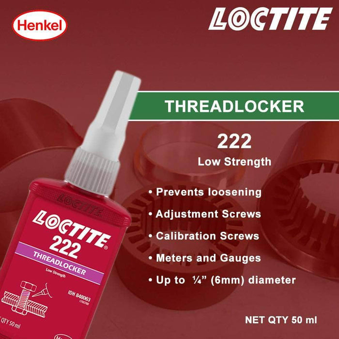 Loctite Threadlockers LOCTITE 222 50 ml Threadlocker Low Strength 848063, for Small Screw