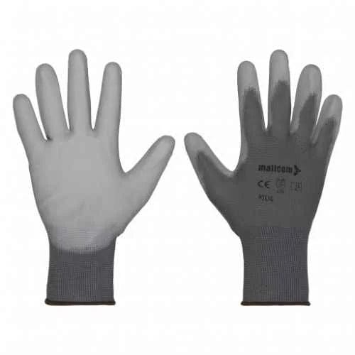 Mallcom Coated Gloves Mallcom 8 Inch Grey PU Gloves P313G (Pack of 12 Pairs)