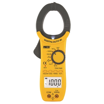 Meco Clamp Meter Meco 3-5/6 Digit 6000 Counts 1000A AC Auto / Manual Ranging Digital Clampmeter with Temperature & Frequency TRMS 2520THz-AUTO BL)