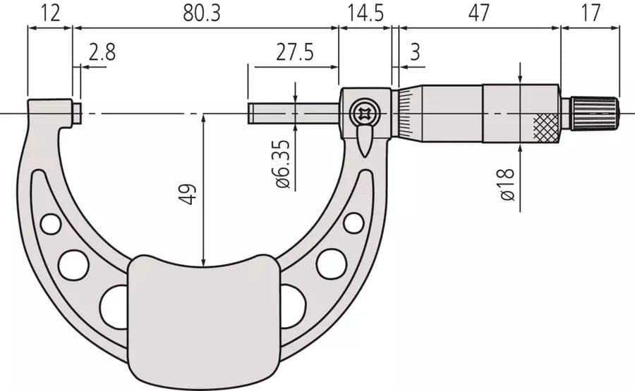 Mitutoyo 103-139 Outside Micrometer 50-75 mm