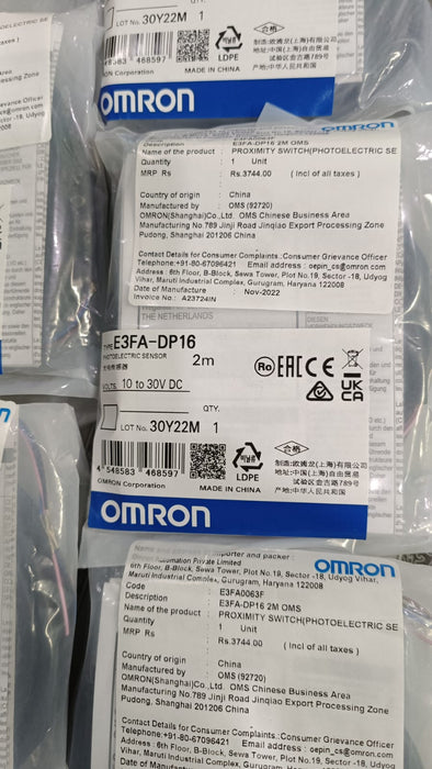 Omron Photoelectric Sensor Omron E3FA-DP-16  Sd:1000mm 18mm Diffuse Photoelectric Sensor Pnp-no+nc 4wire With Infrared Led