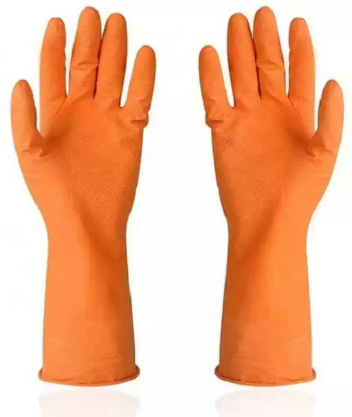 Safe Grip Rubber Gloves SafeGrip Orange Rubber Hand Gloves (Pair Of 10)