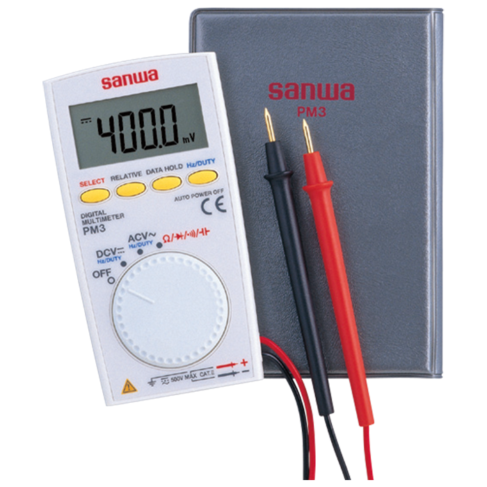 Sanwa Japan Digital Multimeter Sanwa 4000 Counts 500V 40MΩ Pocket Digital Multimeter PM3