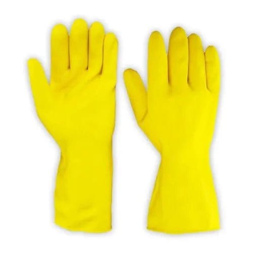 Senstouch Rubber Gloves Senstouch Industrial Yellow Rubber Hand Gloves Size 10 Inch (Pack of 6)