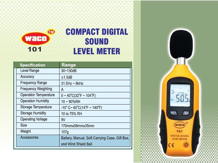 Waco-101 35-130db Compact Digital Sound Level Meter