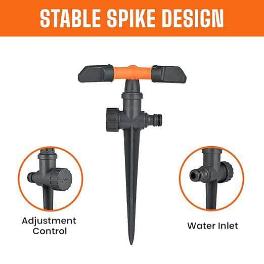 Spanco 3 Arm Sprinkler Spanco SP-1010 3 Arm Sprinkler Wide Area Coverage Adjustable Rotating Water Nozzle for Garden Lawn Watering Sprayer Irrigation