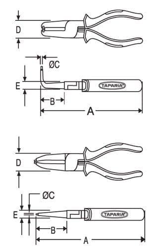 Taparia Nose Circlip Plier Taparia 12 Inch/300mm External Bent Nose Circlip Plier 1444-13