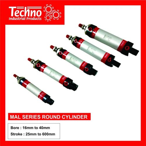 Techno MAL Cylinder Techno 20mm Bore x 25mm Stoke MAL Series Non-Magnetic Round Double Acting Aluminium Cylinder