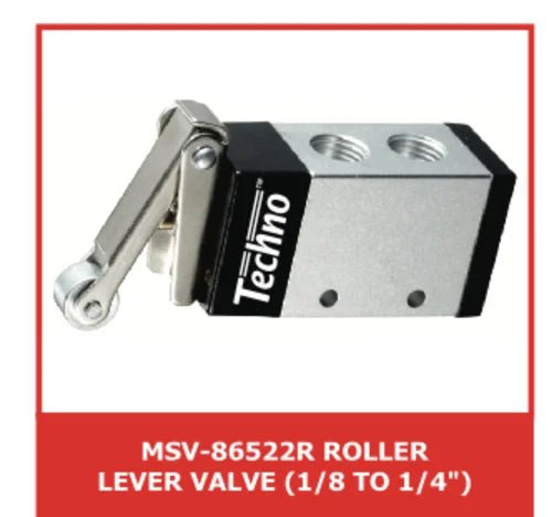 Techno Roller Lever Valve Techno 1/8" to 1/4" Port Size 3/2 to 5/2 Way Roller Lever Valve