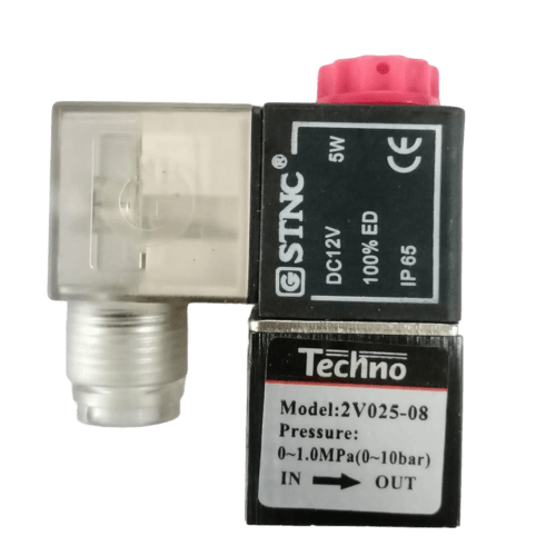 Techno Solenoid Operated Valve Techno 1/4 Inch 2/2 Way 12VDC 2V-025-08 Direct Acting Solenoid Valve