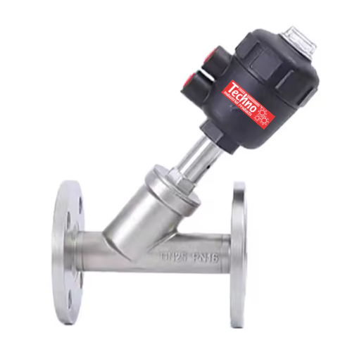 Techno Solenoid Valves Techno FY-Series Pneumatic Flange Stainless Steel Y Type Valve