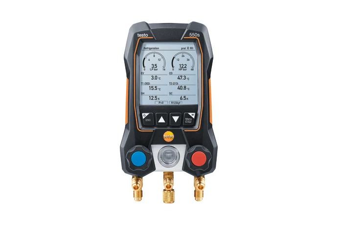 Testo Temperature and Humidity Meter Testo 550 Smart digital manifold with Bluetooth and 2-way valve block