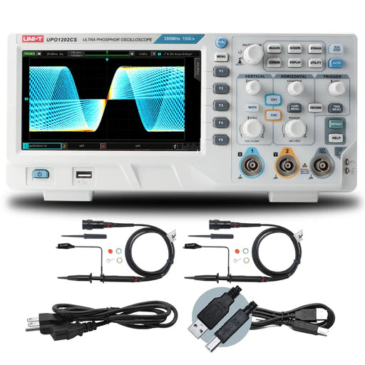 UNI-T Digital Oscilloscope UNI-T UPO1202CS Digital Oscilloscope 200MHz 2Channel 1GSa/s 56Mpts 150,000wfms/s