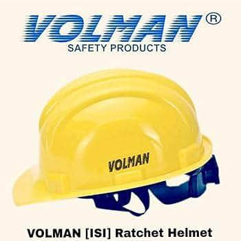 Volman Safety Helmet Volman Yellow ISI Mark Ratchet Hard Hat Head Safety Helmet (Pack of 5)