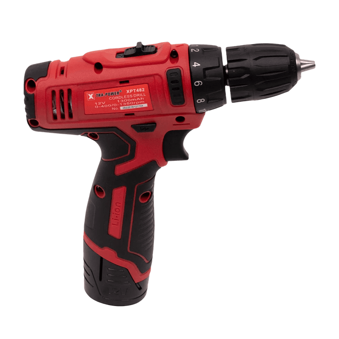 Xtra Power Cordless Drill Xtra Power 10 mm Red & Black Cordless Drill, 12 V 400 -1350 RPM  XPT482