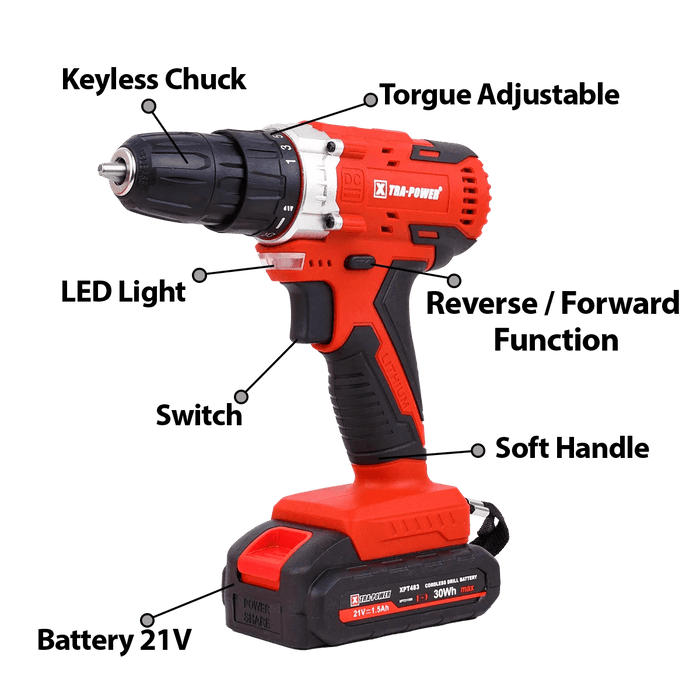 Xtra Power Cordless Drill Xtra Power 10MM Cordless Drill 0-1350 RPM, XPT-483