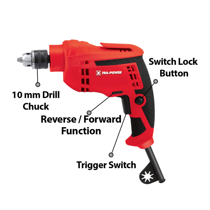 Xtra Power Impact Drill Xtra Power 10 MM Electric Drill 450W Forward/Reverse with Variable Speed Control, 3000 rpm XPT-525