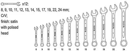 Yato Combination Spanner Set Yato 8Pcs Combination Spanner Set  YT-03611