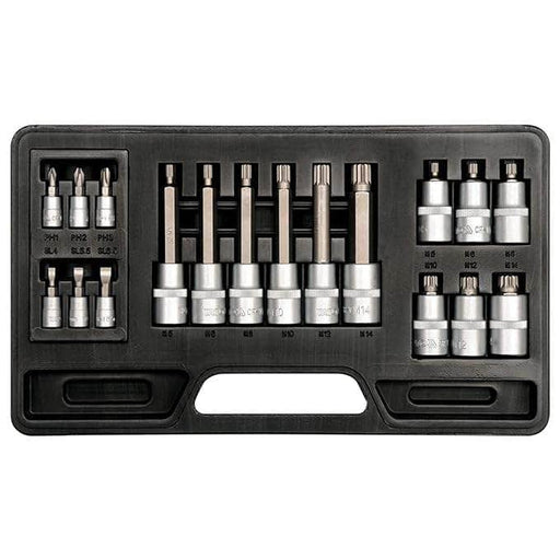 Yato Combination Spanner Set Yato Bit Socket Set, 18Pcs: PH, SLOTTED, SPLINE  YT-7750