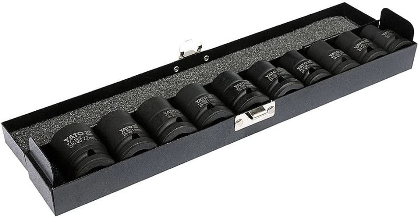 Yato Socket Set Yato 10 Pcs 1/2 inch Drive CRMO SCM-440 Hexagonal Impact Socket Set, YT-1025