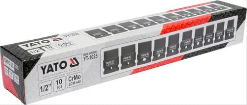 Yato Socket Set Yato 10 Pcs 1/2 inch Drive CRMO SCM-440 Hexagonal Impact Socket Set, YT-1025